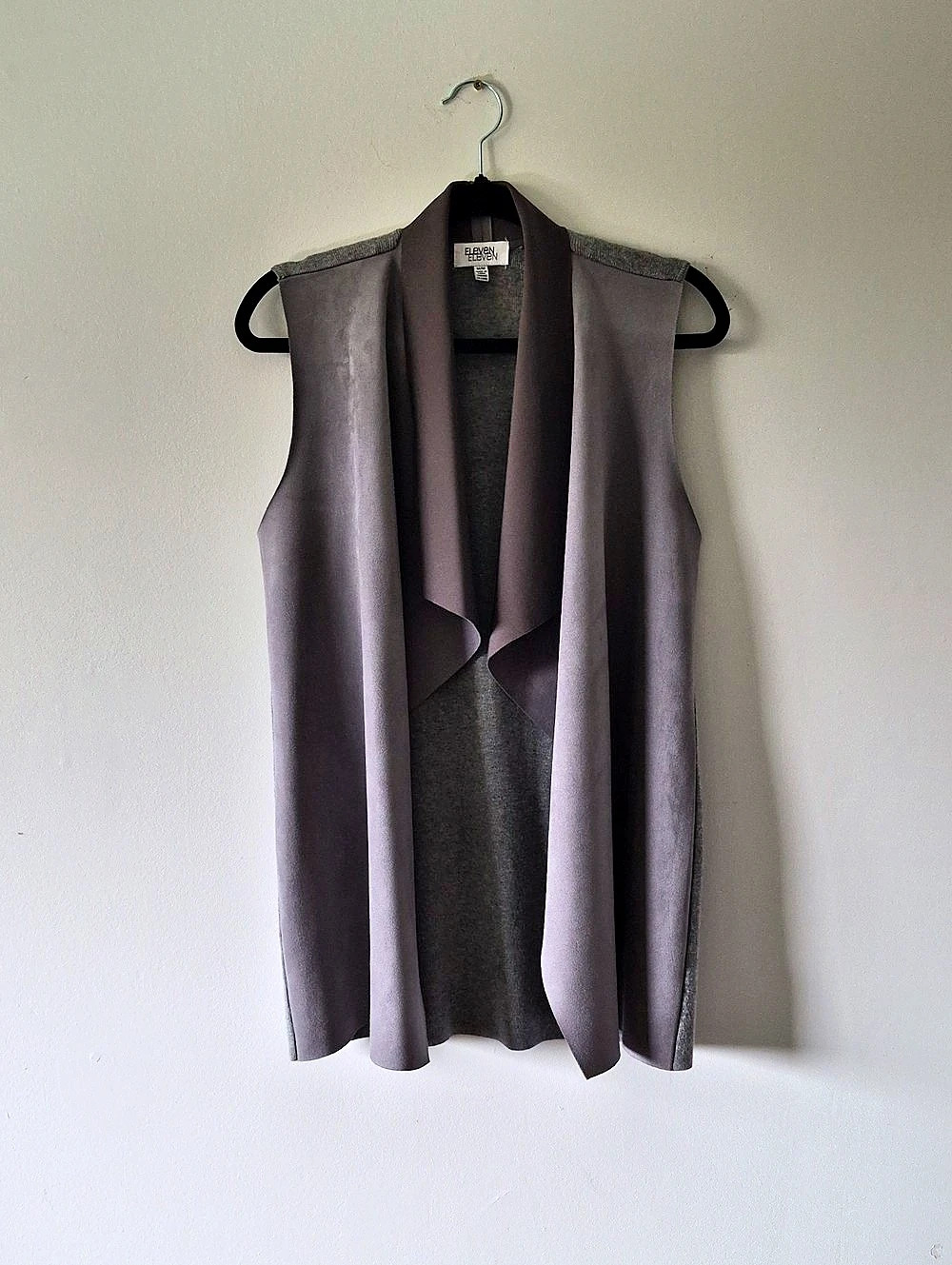 Eleven Draped Faux Suede Vest in Gray Size Medium Like New